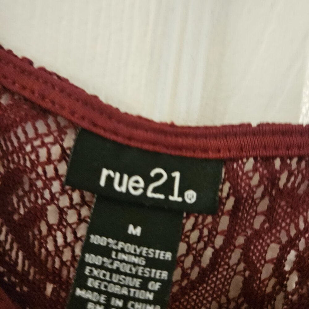 Wine Red boho lace Mini sleeveless Event embroider Whimsigoth cutouts dress M - Picture 5 of 12